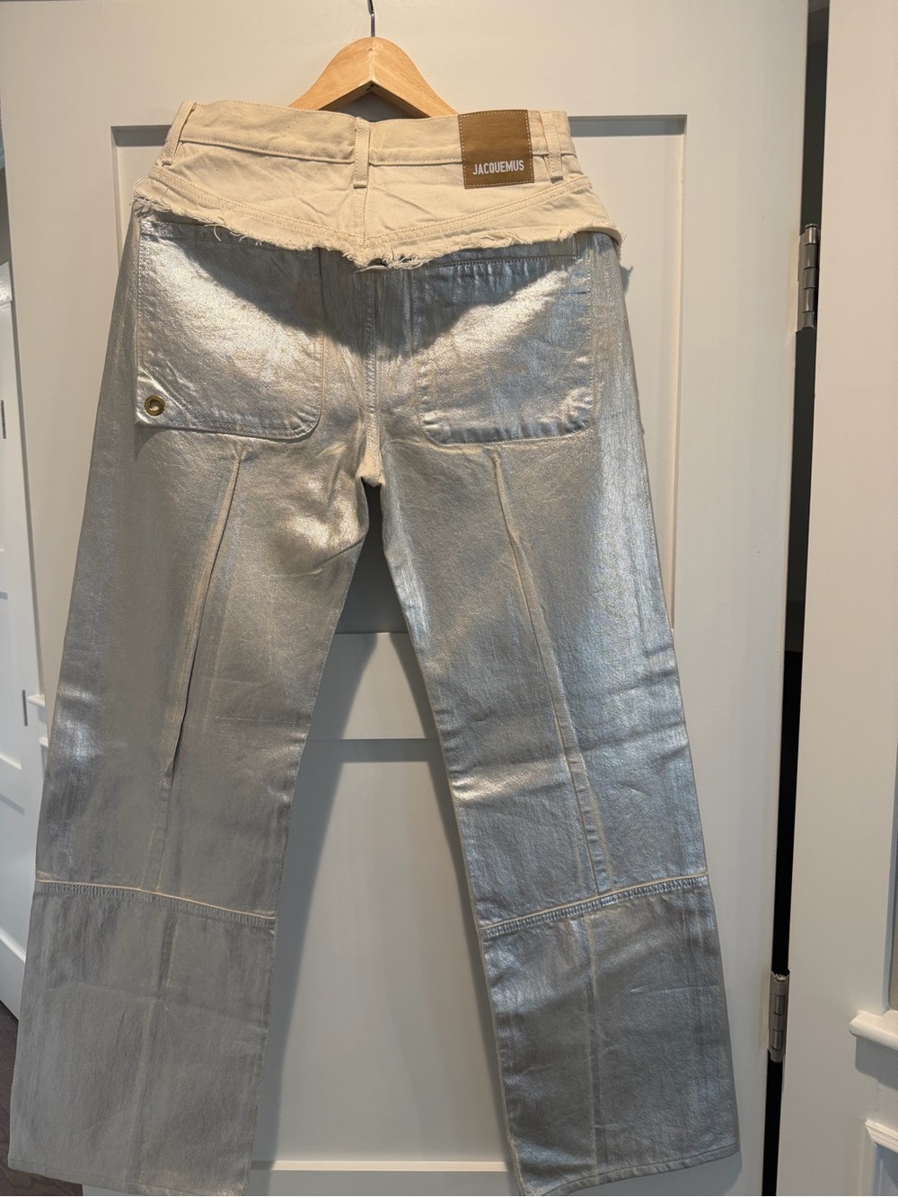 Jacquemus Silver Metallic Women's Jeans